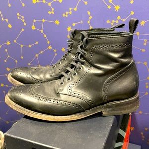 Black Wingtip Combat Boots